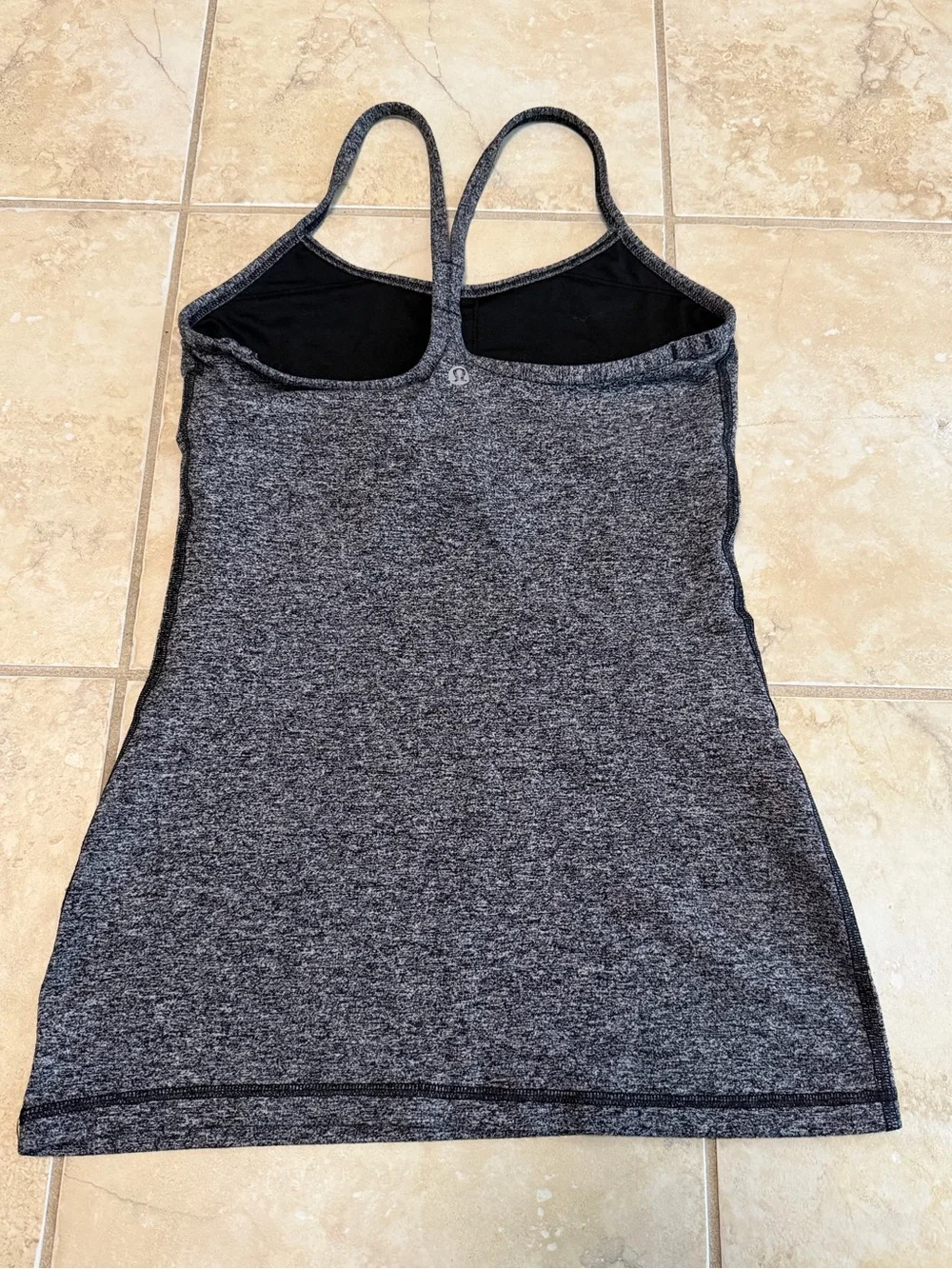 Lululemon Women’s Tank Top Size S Gray Heather Built-In Bra Strappy Yoga Athleti